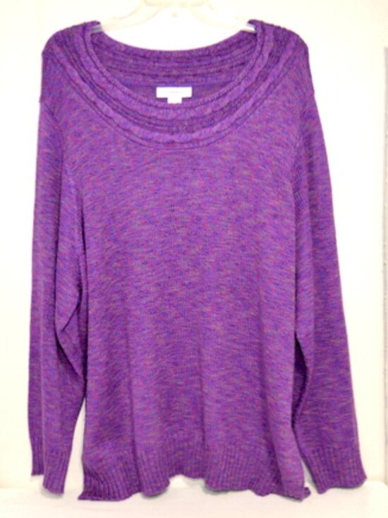CJ Banks Women’s Purple Long Sleeve Crew Neck Sweater - Picture 1 of 5
